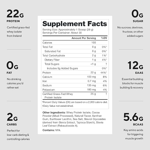 LEGION Whey+ Protein Whey Isolate from Grass Fed Cows (Chocolate, 30 Servings) - Whey Protein Isolate Powder Low Calorie, Non-GMO, Sugar Free, Lactose and Gluten Free, All Natural Protein Powder
