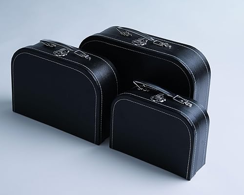 Miniatura 6 de wald imports - Juego de 3 maletas de cartón - Cajas de almacenamiento decorativas - Juego de maletas para decoración, almacenamiento y más (negro)