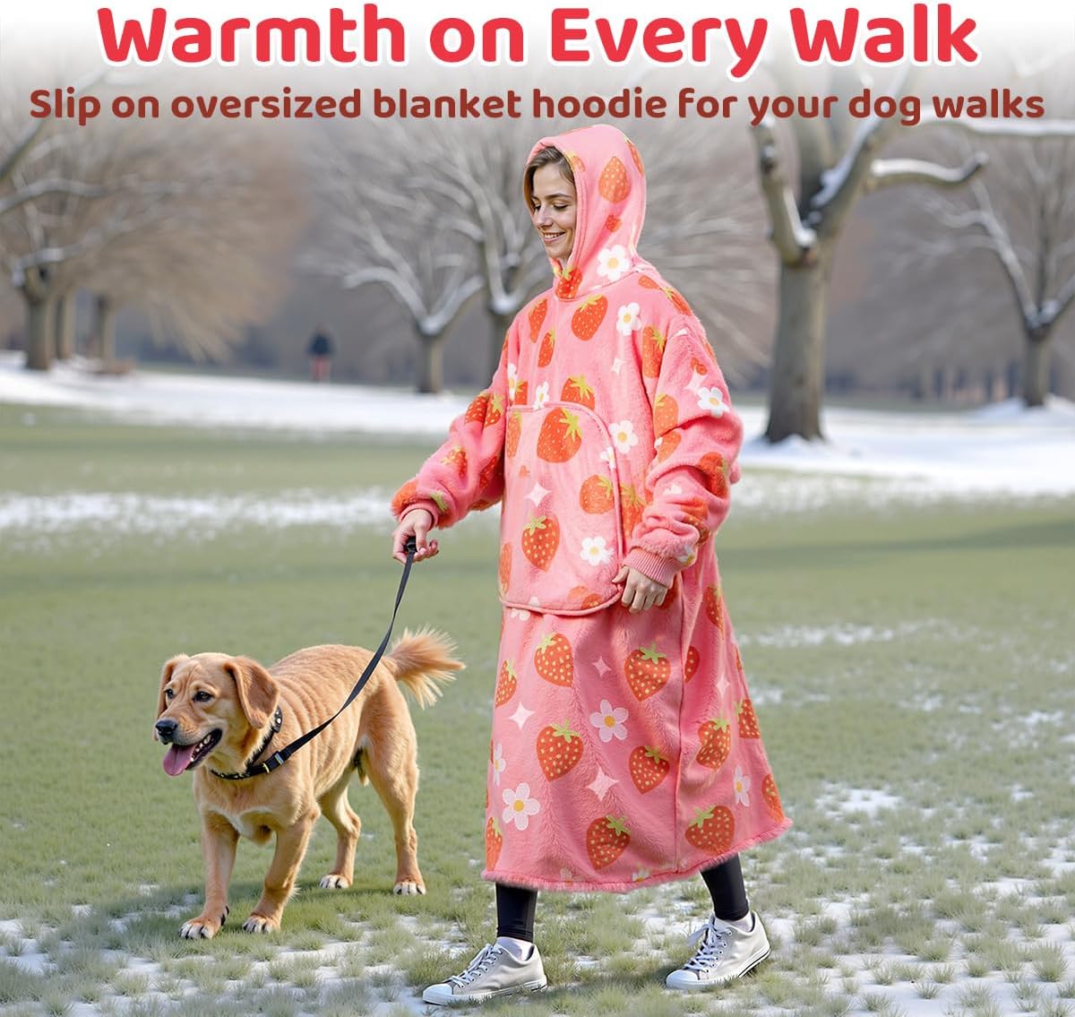 Mewaii Wearable Blanket Hoodie for Adults, Warm Sherpa & Soft Flannel Long Sweatshirt with Giant Pocket, Cozy Gifts for Women - Image 7