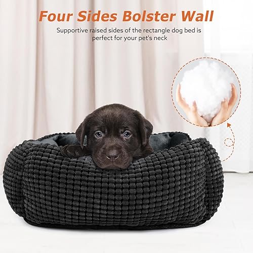 Miniatura 2 de MIXJOY Cama ortopédica rectangular lavable para perros pequeños, medianos y grandes, suave y relajante, cama duradera para cachorros, con parte