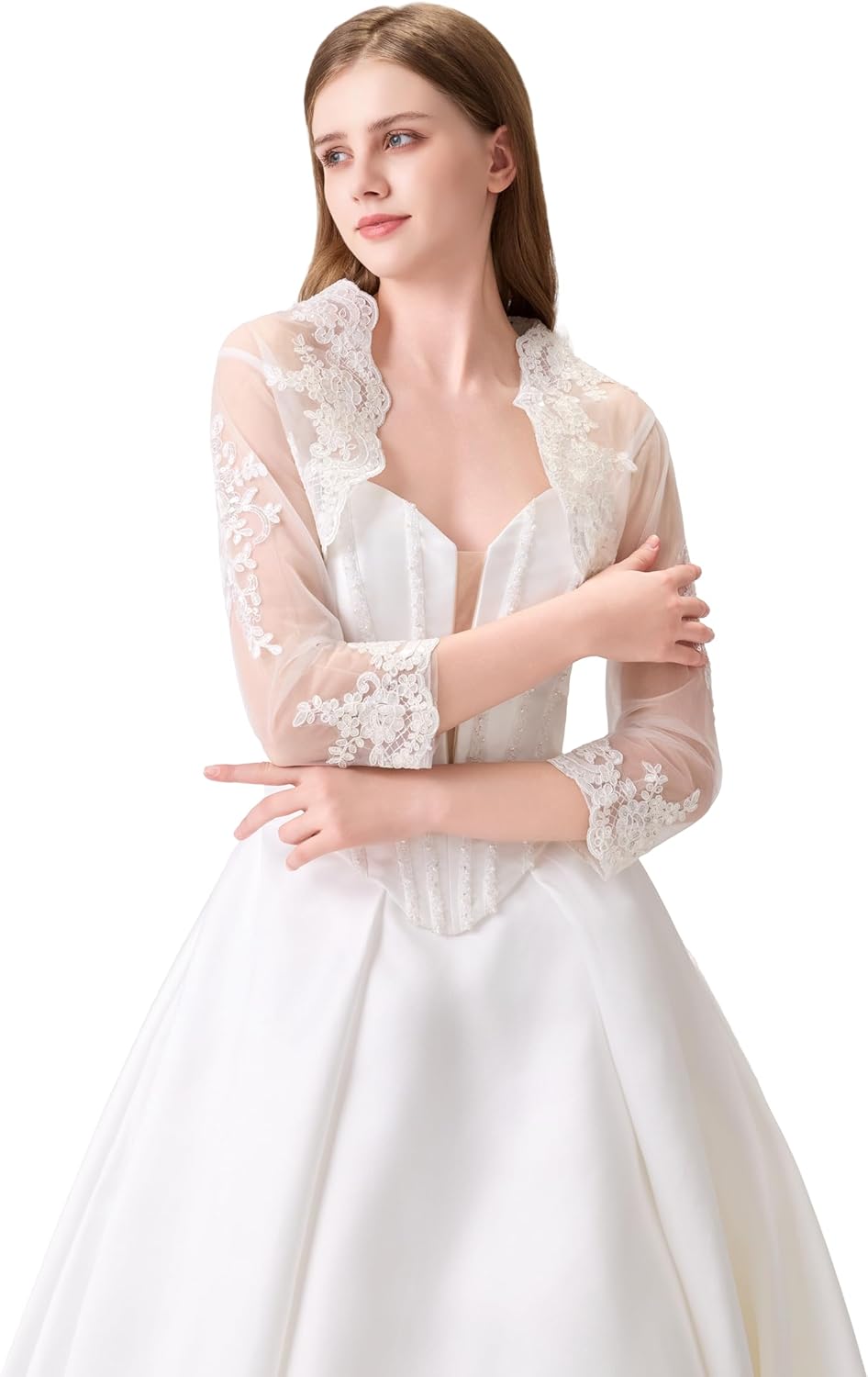 Women's Wedding Top Lace Jacket for Bride Lace Bolero Jacket Long Sleeve - Image 6