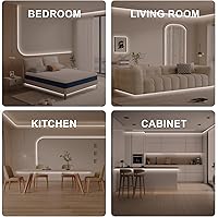 Vista 7 de 16.4ft COB Led Strip Light with Remote, 4000K Ra93+ Dimmable Bright Led COB Strip Light, White Continuous Led Strip Light for Mirror, Stair