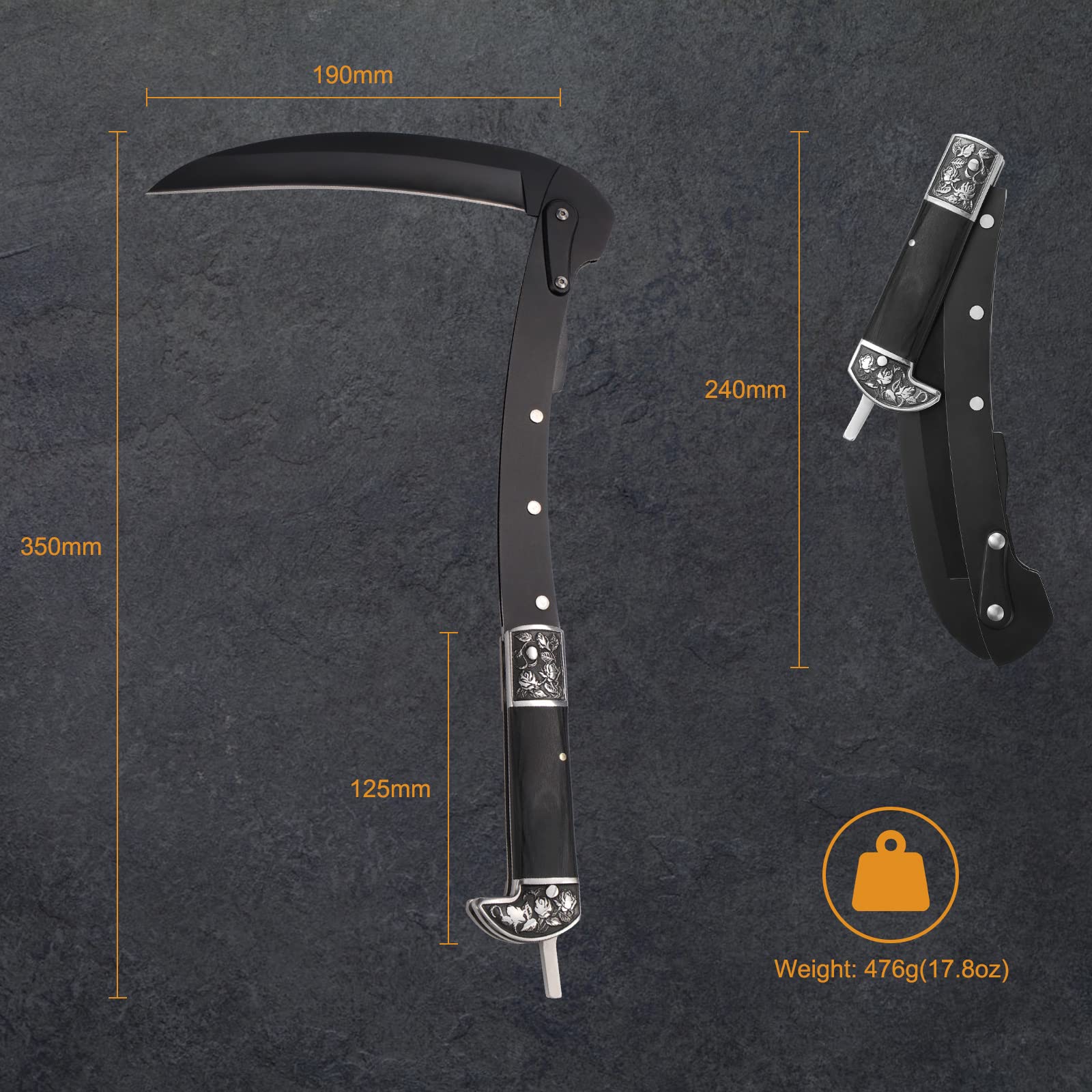 GVDV Faucille de Jardin Pliant, Facile à Transporter, Lame 190 mm, pour Homme
