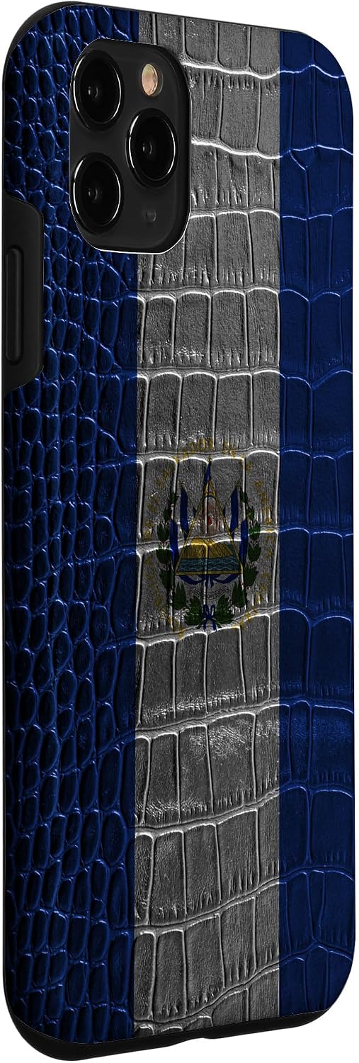 El Salvador Flag and Crocodile Print - Salvadoran Pride Case for iPhone 11 Pro