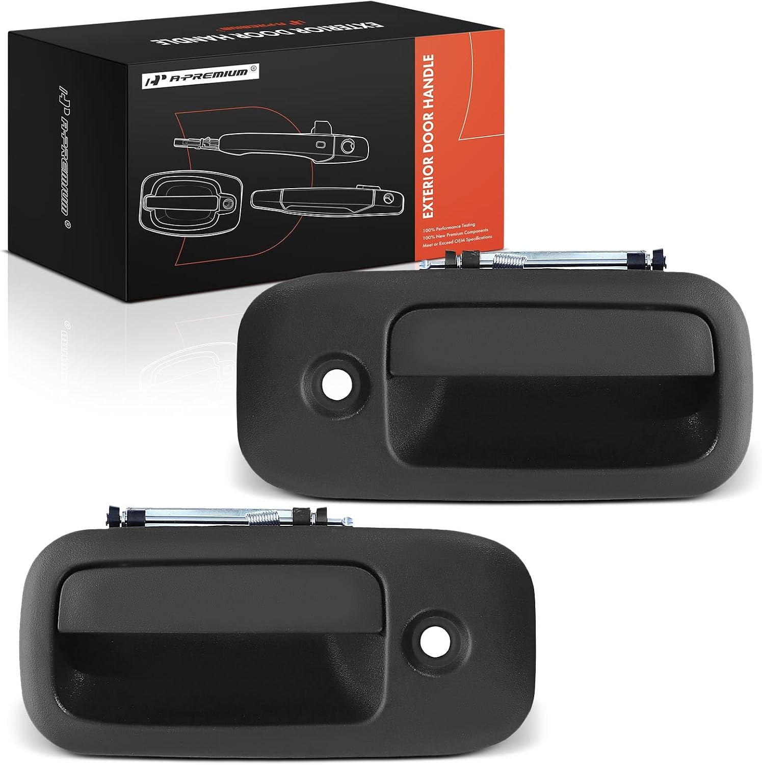 A-Premium 2-Pc Front Exterior Door Handles - Compatible with Chevy & GMC Models - 2003-2009 Express Savana 1500 2500 3500 4500 Van - Textured Black, Left and Right, Driver and Passenger Side