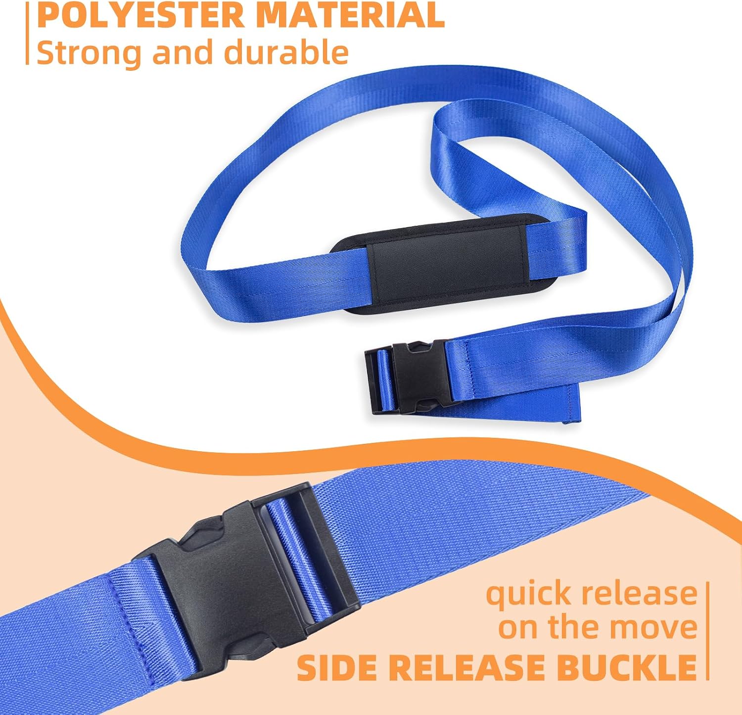 Physical Therapy Belt with Comfort Padding, Gate Belts for Physical Therapy - Adjustable Mobilization Belt for Manual Therapy for Rehab, Stretching, Manual Traction, and Mobility (Blue)