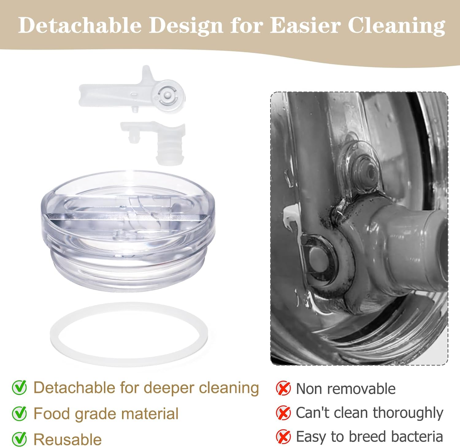 Upgraded 2 Pack 30 OZ Flip Straw Lid for Stanley Quencher ProTour,Leak Proof Lid Replacement for Stanley H2.0 Quencher,No Spill Detachable Tumbler Cup Lids,Stanley Cup Accessories - Image 3