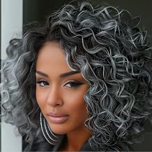 Pre Looped GoGo Curl Crochet Hair, 10 Inch, 8 Packs, 1B/Grey | Curly Crochet Hair for Black Women, Prelooped Deep Wave, Synthetic Water Wave Braids, Bohemian Braiding Hair