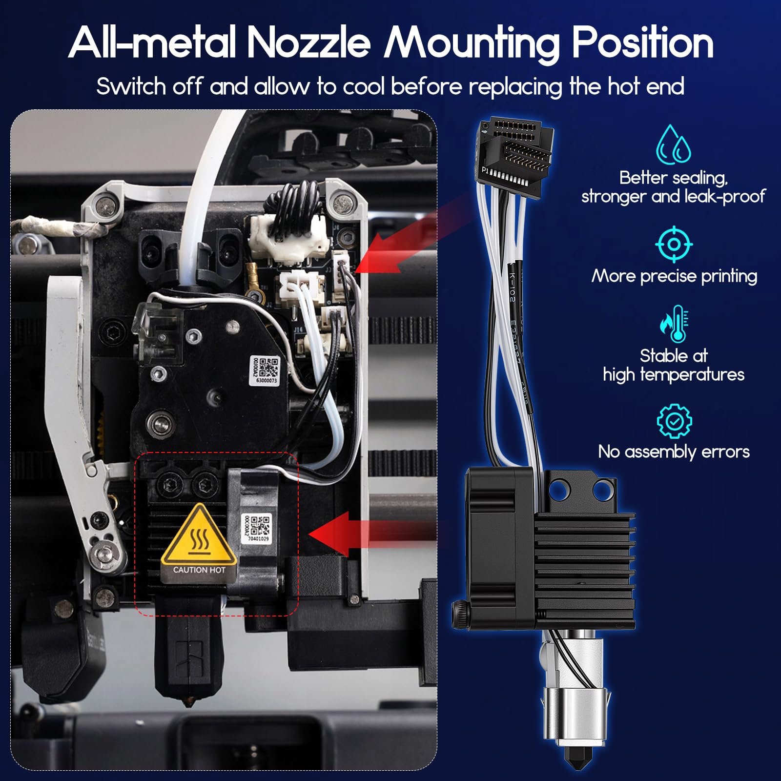 Hotend per Bambu Lab P1S P1P, 40 ugelli intercambiabili SKD11 per stampante 3D, estrusore Bambulab, in acciaio temprato, 300 °C, anti-intasamento, per appassionati di stampa 3D
