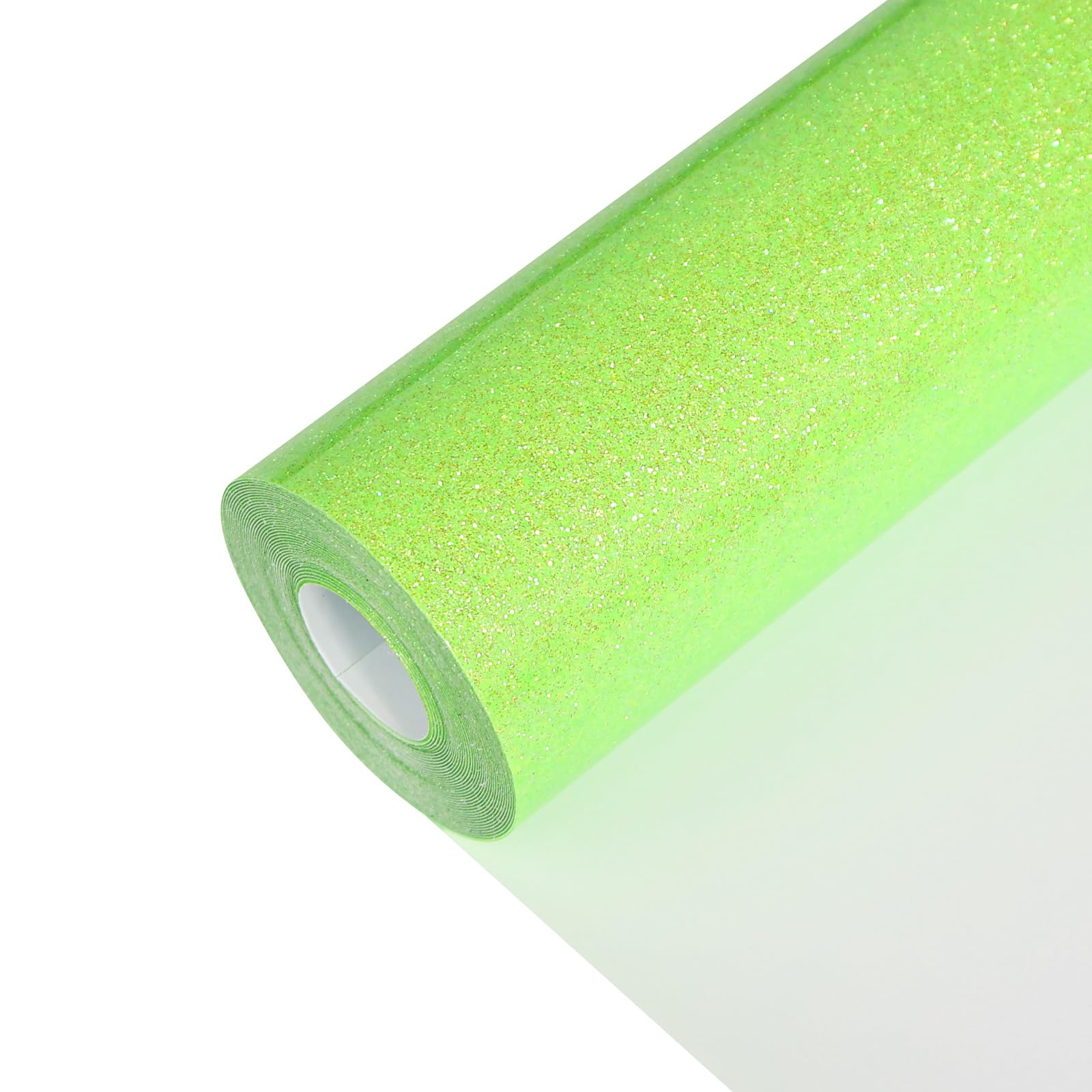 Neon Green Glitter Heat Transfer Vinyl 12" x 15 ft HTV for Shirts, Glitter HTV for All Cutter Machine - Easy to Cut &amp; Weed for Heat Vinyl Design (Neon Green)