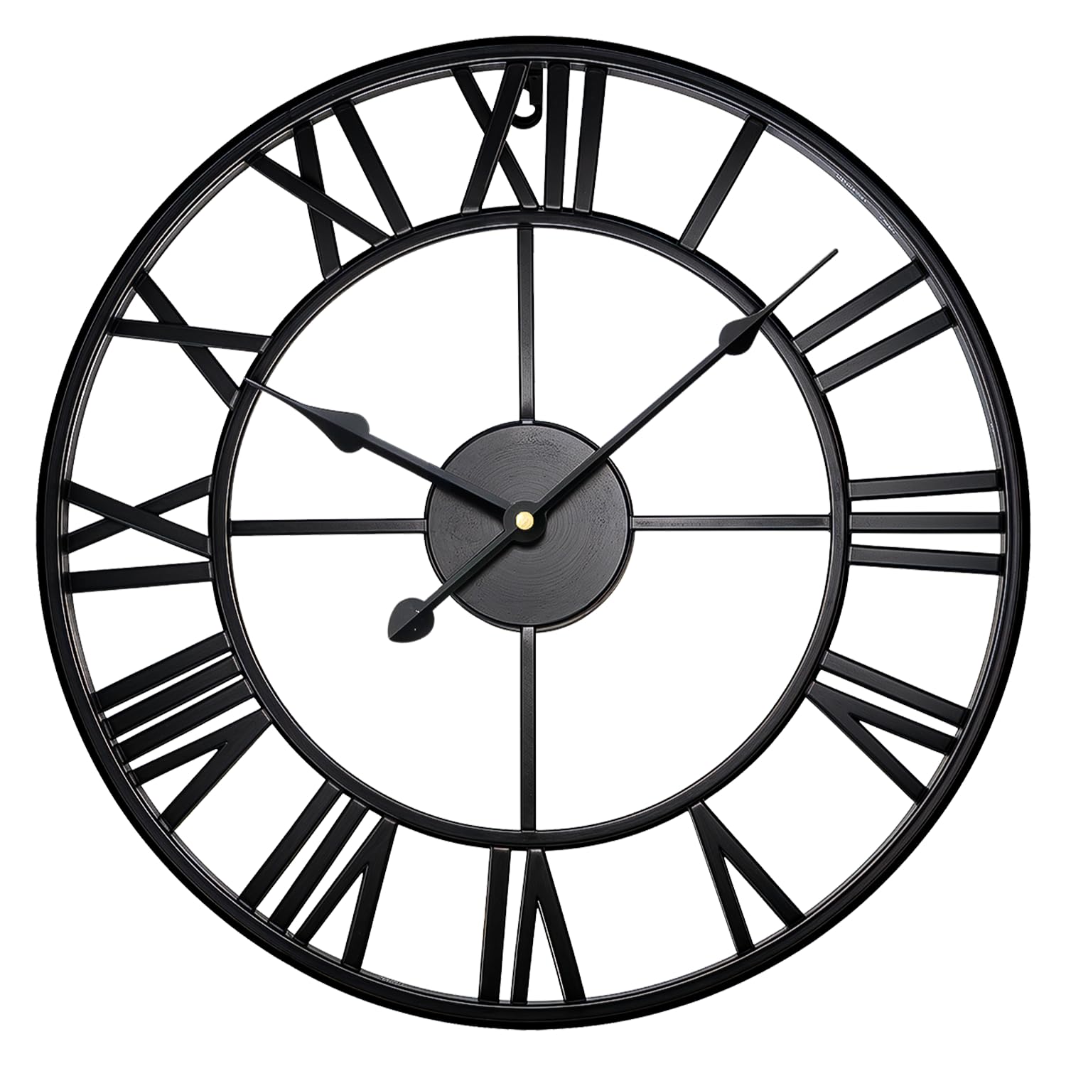 Large Wall Clock Silent Non-Ticking, Battery Powered Metal Large Kitchen Clock with Roman Numerals, Skeleton Black Wall Clocks for Living Room, Bedroom, Garden (Roman-Black, 78CM/ 30 Inches) — image 1