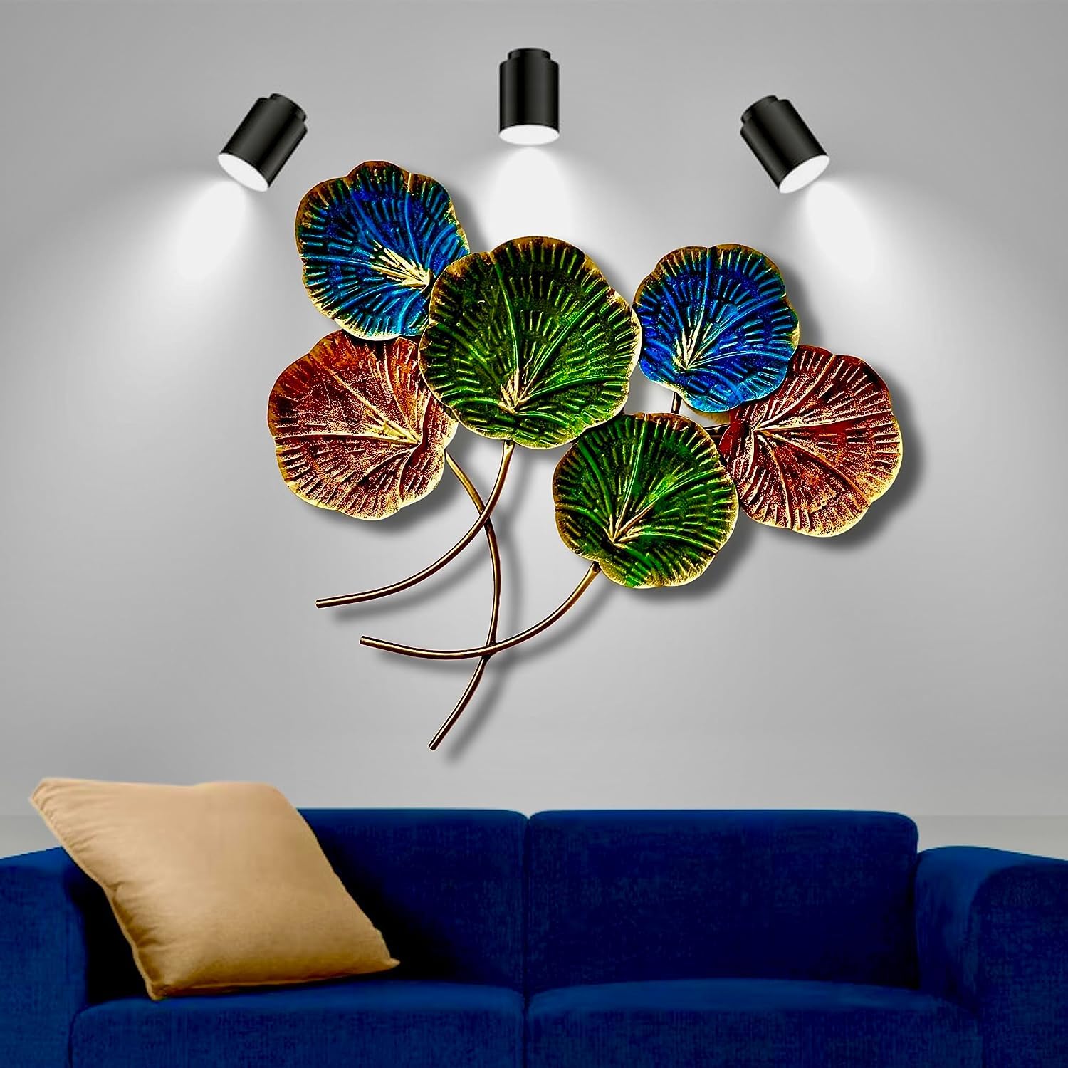 Anshika International Iron Metal Wall Art Wall Hanging Wall Decor Metal Lotus Petal For Living Room Size- 29X29 Inches, Multicolor