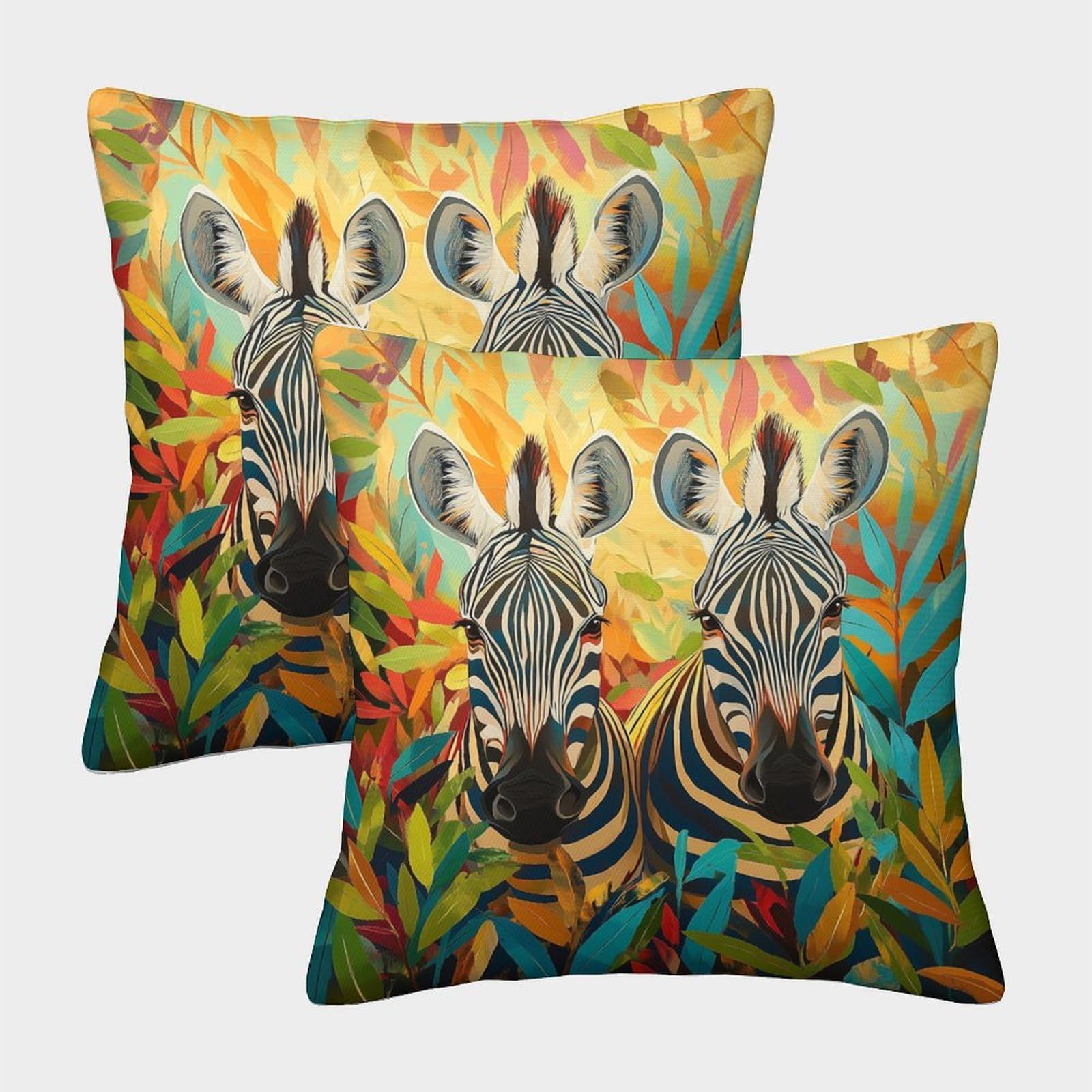 QFVANSIYO Vibrant Zebra 3D Printed Pillowcase Microfiber Bedroom Decor Zebra Pillow Cover for Adults Breathable Washable 50x50cm