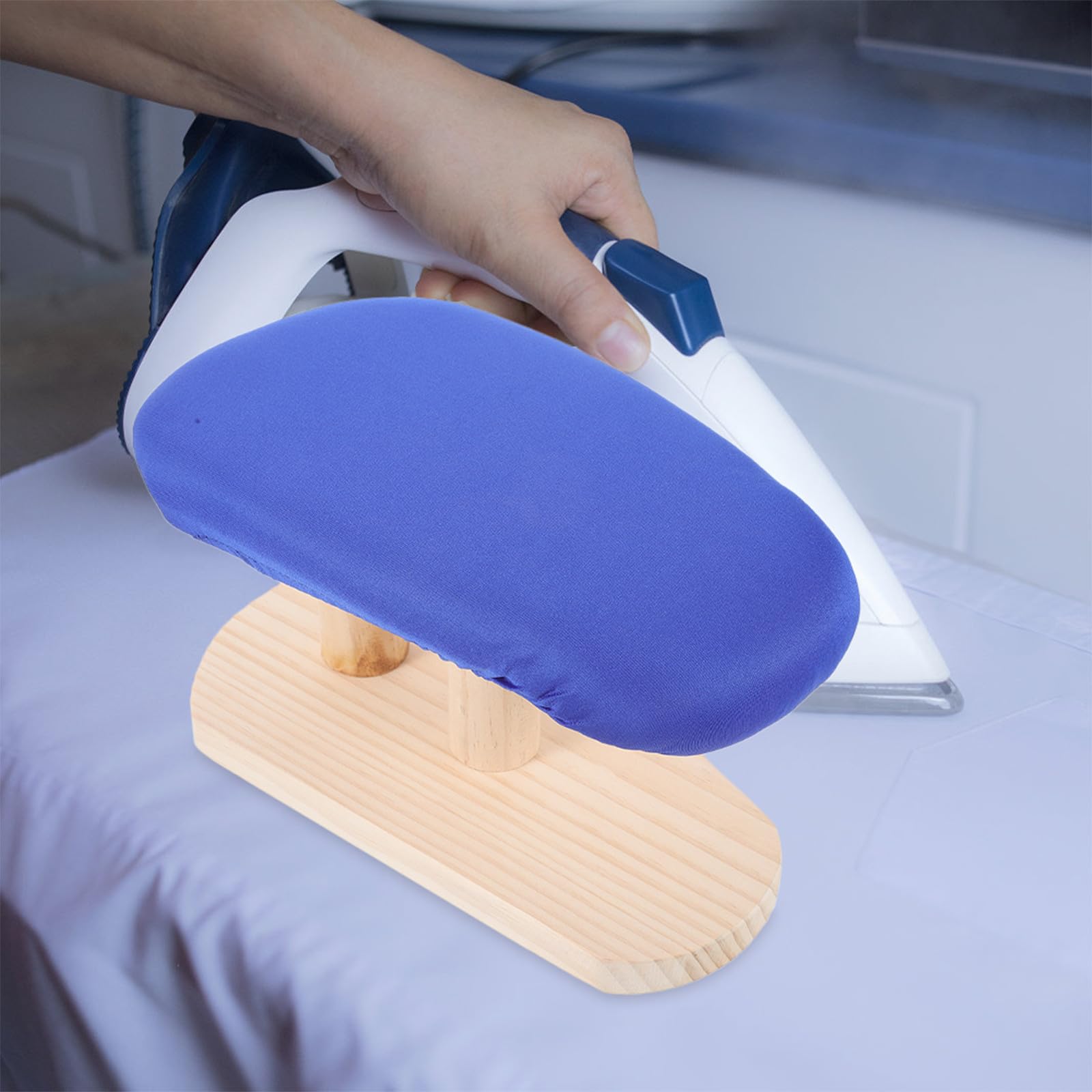 Asse da Stiro per Casa Base Stabile e Copertura Blu, Tavolo da Stiro Allungato per Piccoli Spazi e Uso Quotidiano