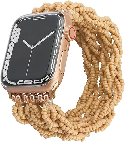 beu1st Correa de reloj con cuentas compatible con Apple Watch de 1.654 pulgadas, 1.732 pulgadas, 1.772 pulgadas, 1.772 pulgadas, para mujer, correa