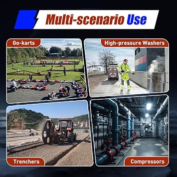 Four-Stroke Petrol Engine, Gas Engine, 15HP Engine Recoil, Hand Starter Motor, Single-Cylinder air-Cooled, for compressors, lawnmowers, Gardening Tools. (Black)