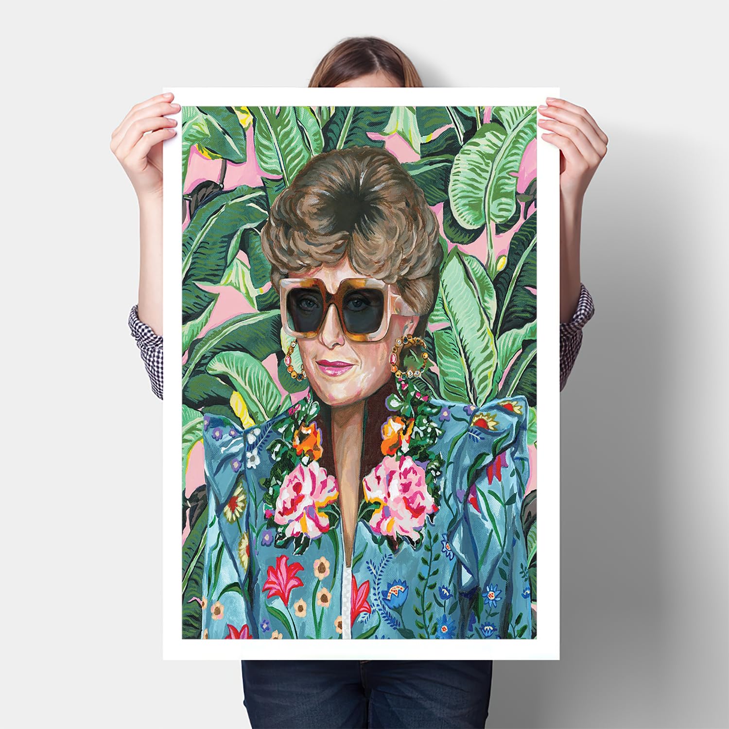 80s Artwork Fashion Golden Wall Art Girls Poster Blanche Devereaux With Glasses Poster For Woman Room Decor Rue McClanahan Canvas Prints (16"x12"-UnFrame) Painting For Home Dorm Decor