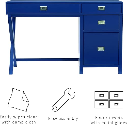 Miniatura 18 de Linon Sadie - Escritorio de almacenamiento lateral clásico moderno azul marino