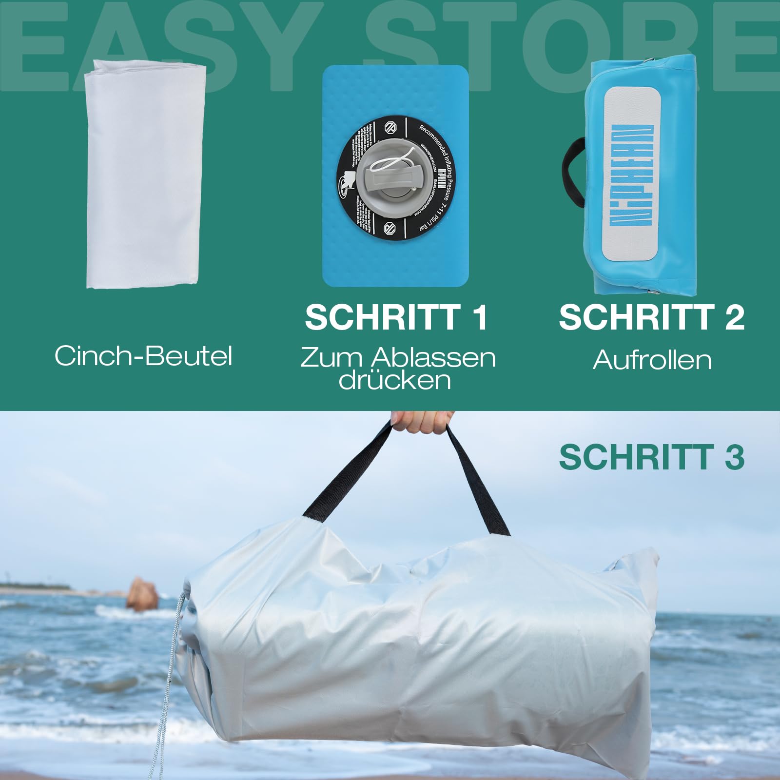 Niphean Aufblasbarer SUP Sitz, Stabiler Sitz für SUP Board, Kanusitz, Kajaksitz, Paddelbrettsitz, Unterstützende Kajaksitze mit Rückenstütze für Vielseitige Anwendungen