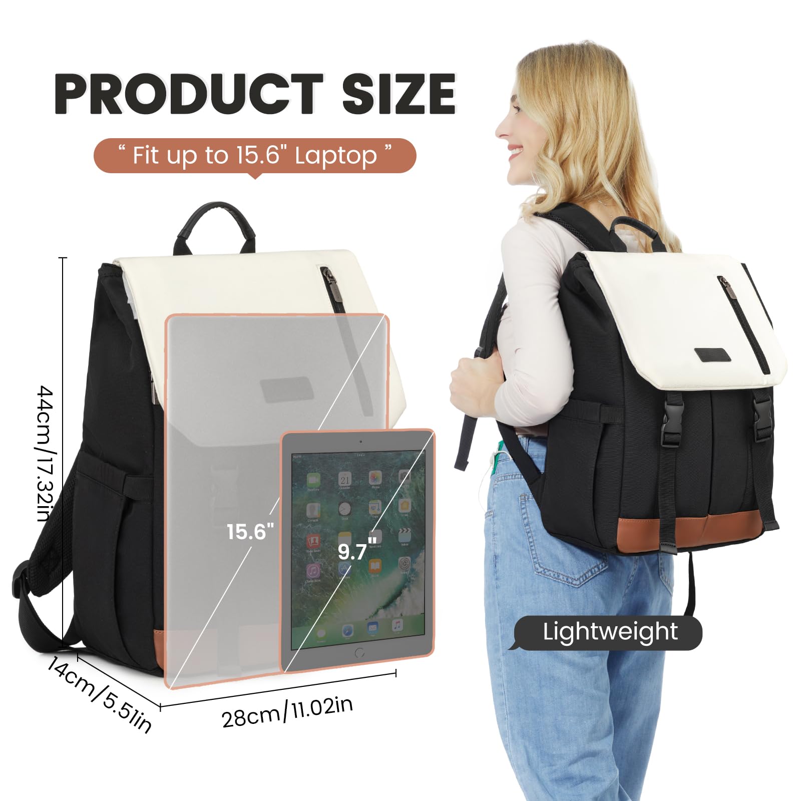 LOVEVOOK Zaino Donna Uomo Borsa Porta PC 15.6 Pollici Zainetto Donna con USB Zaino Scuola Media Superiore Antifurto Zaini Scolastici Impermeabile Laptop Backpack per Università Viaggi Ufficio