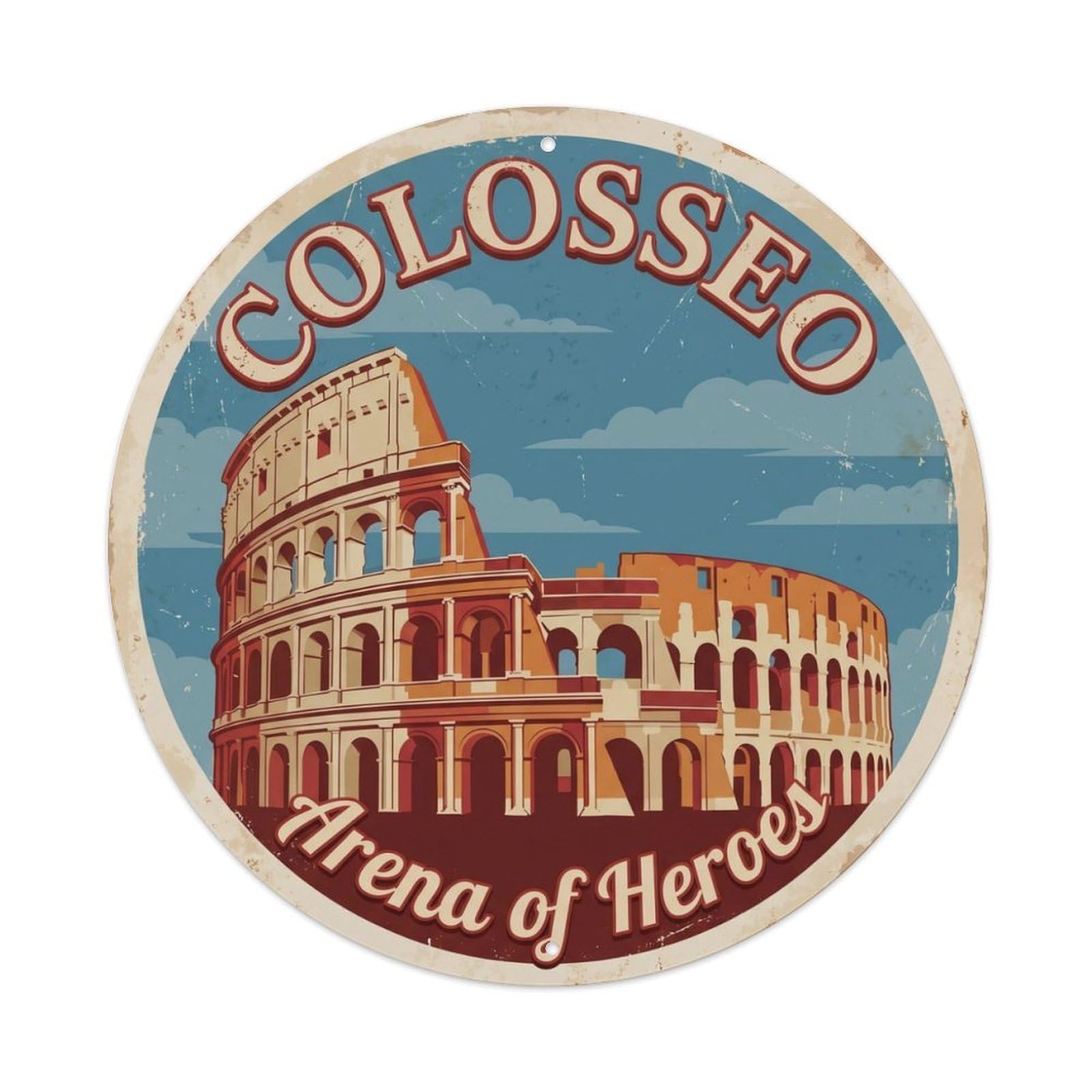 Fqnyr Style Vintage Travel Colosseum Gladiator Rome Metal Tin Sign