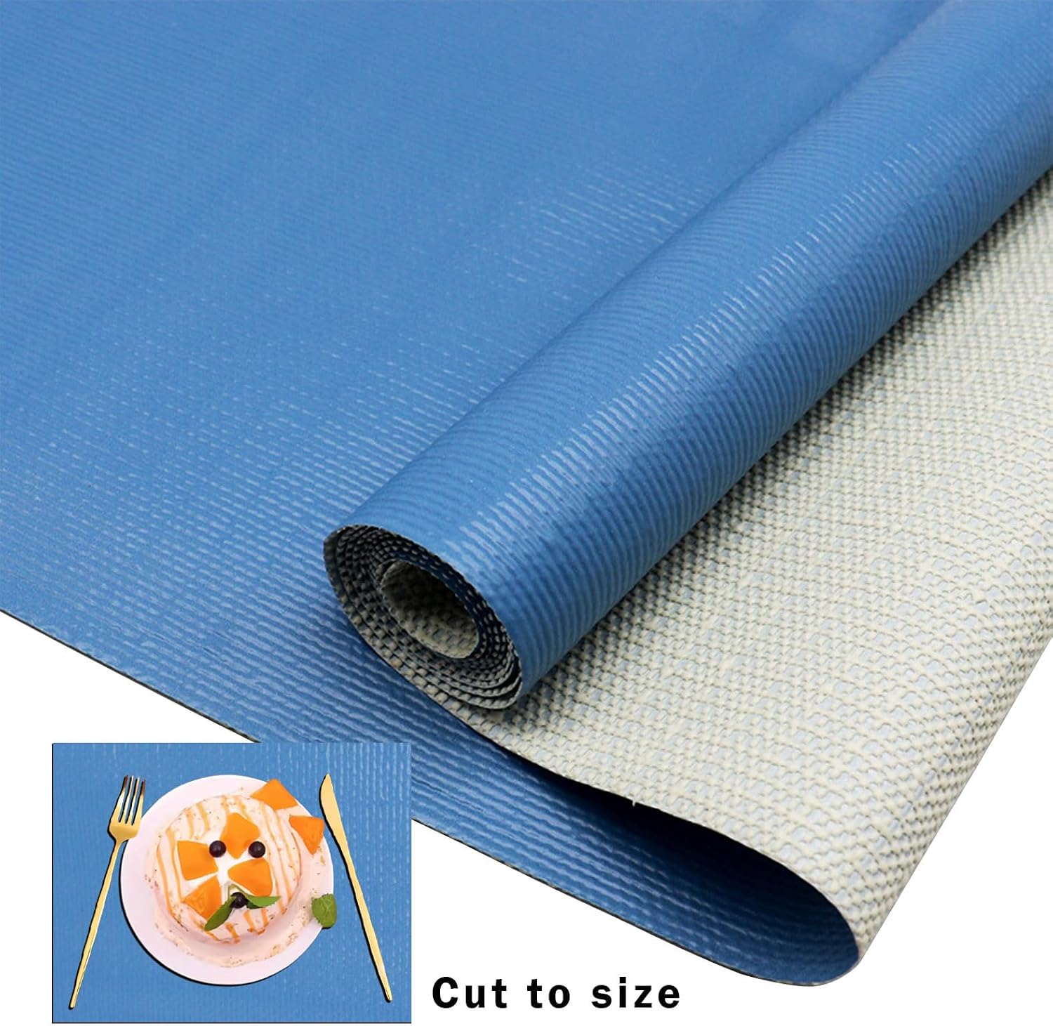 Drawer and Shelf Liner, Shelf Liner for Kitchen Cabinets,Non-Adhesive Cabinet Liner, PVC Drawer Liner for Dresser Non-SlipKitchen Cabinets Cupboard,12 in X 6.5 FT (Blue)