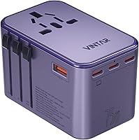 Vista 10 de VINTAR - Adaptador de viaje universal, adaptador de corriente internacional con 6A, 3 USB C y 2 puertos USB, adaptador de enchufe esencial de viaje