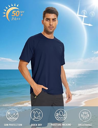 Miniatura 2 de TACVASEN Camisetas de protección solar UPF 50+ para hombre, de manga corta, protección solar UPF 50+, secado rápido, para pesca, natación, atletismo