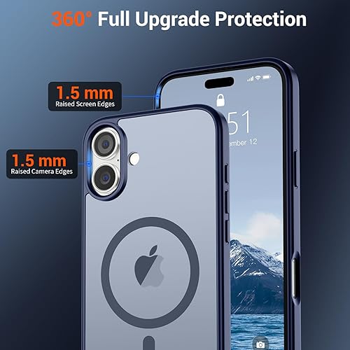 Miniatura 53 de SUPFINE - Funda magnética para iPhone 13 Pro Max (compatible con MagSafe), (protección contra caídas de grado militar de 10 pies), delgada, Negro