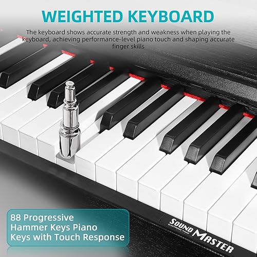 Miniatura 2 de ZHRUNS Piano digital, 88 teclas de piano de martillo pesado con respuesta táctil, piano eléctrico de respuesta táctil, soporte de música, adaptador