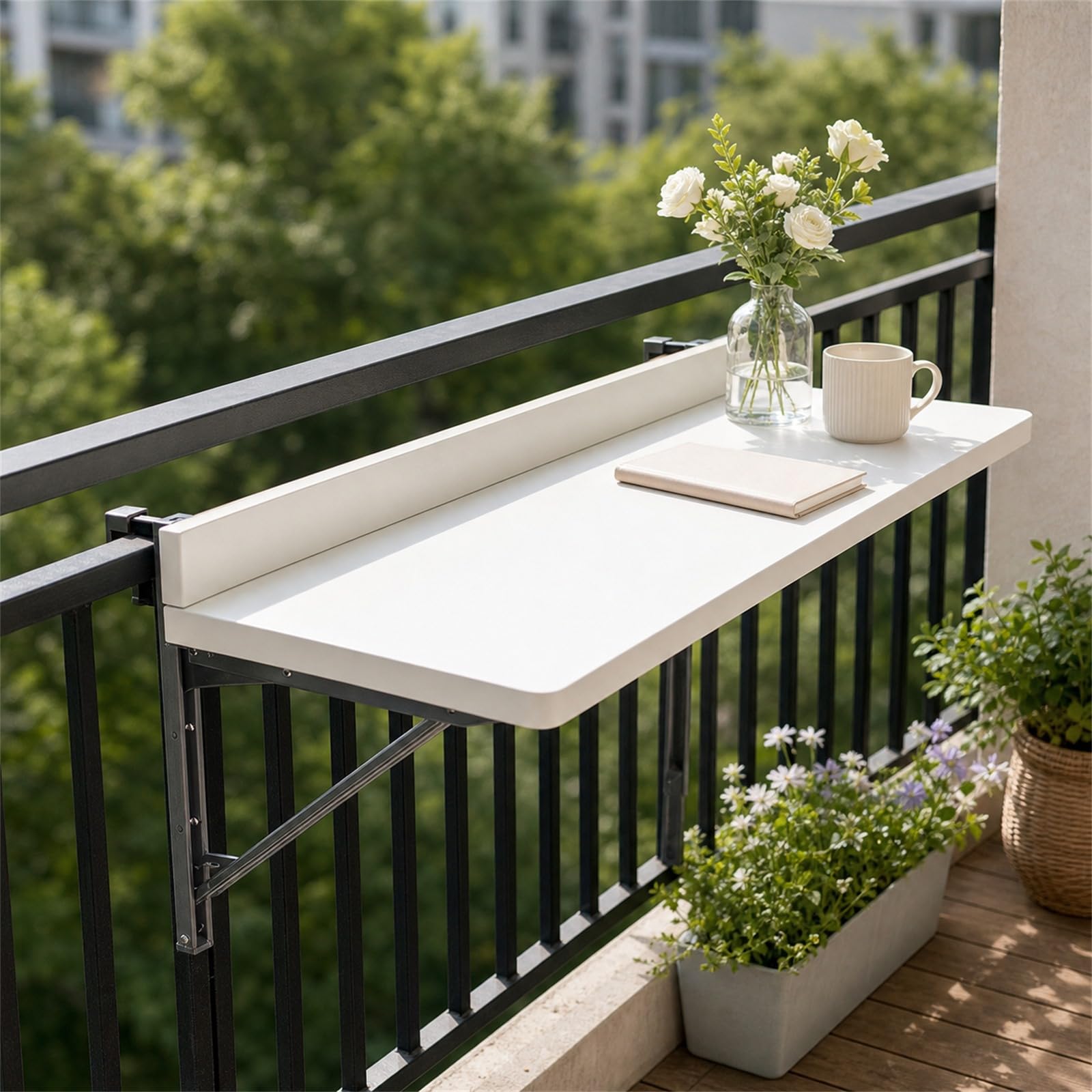 Tavolo sospeso da Balcone Tavolo Sospeso Pieghevole in per Ringhiera del Balcone Tavolo da Bar per ringhiera pensile da Esterno Pieghevole Facile da Pulire for Interni ed Esterni