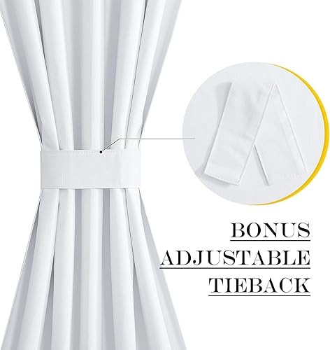 Miniatura 3 de NICETOWN Cortinas de lino blanco para puerta francesa, privacidad 100% opacas, panel de cortinas de ventana de puerta, persiana de puerta delantera