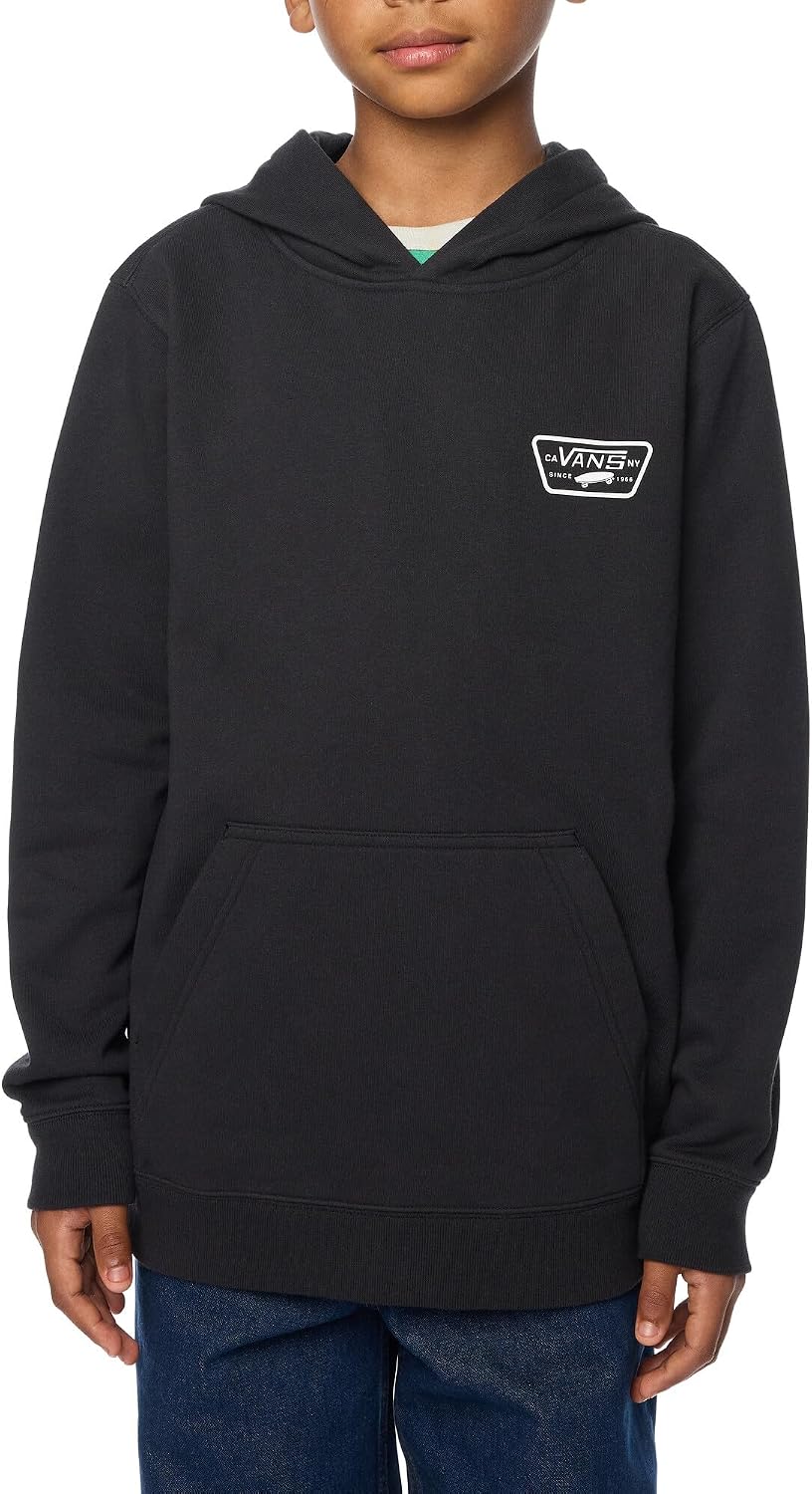 Vans Boys' Full Patch Pullover Hoodie - Regular Fit, Casual Graphic Sweatshirt for Boys & Girls, Kangaroo Hand Pocket