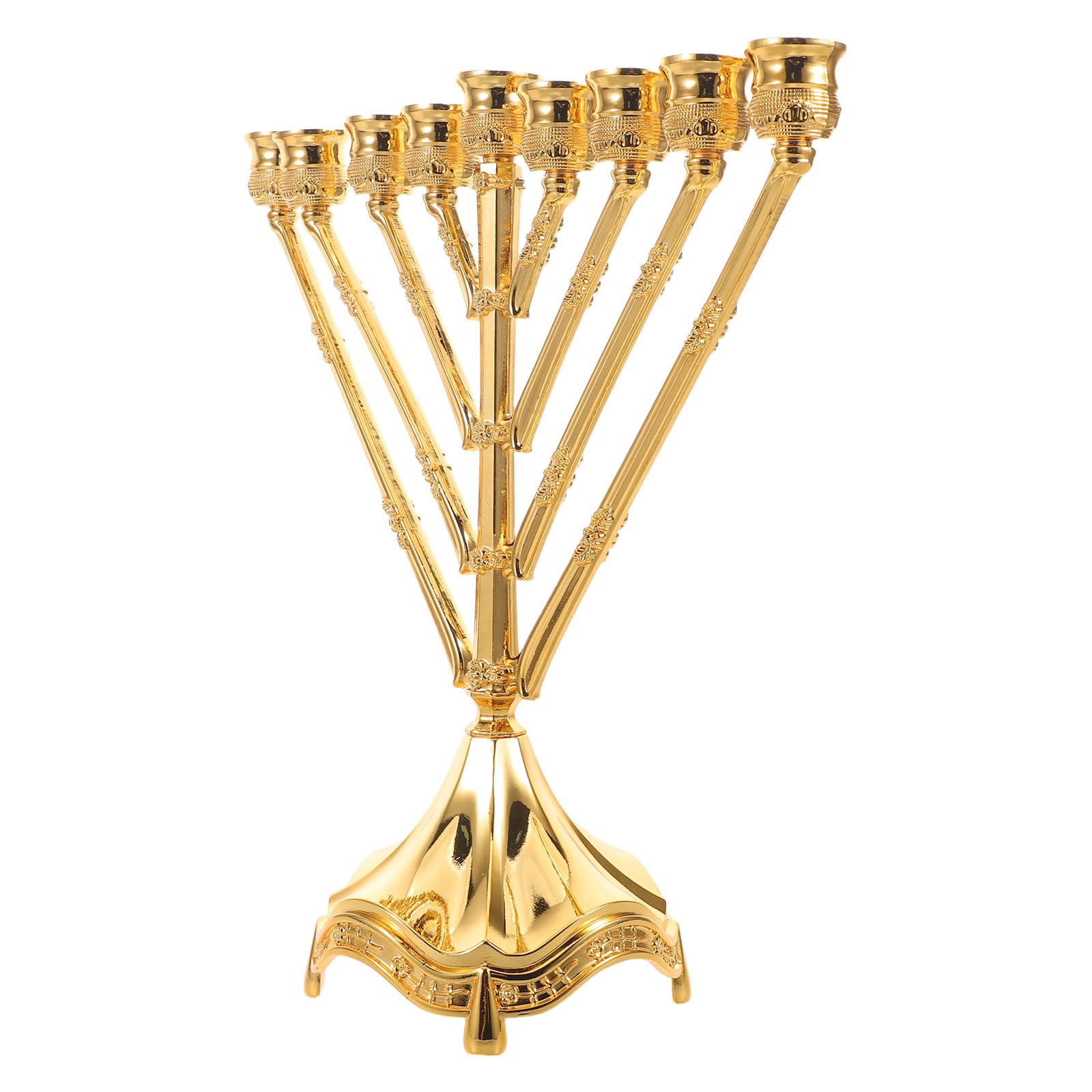 Menorá de Hanukkah Candelabro Clásico de 9 Brazos Dorado | Aleación de Zinc, Pieza Única, Centro de Mesa para Hogar y Decoración Festiva