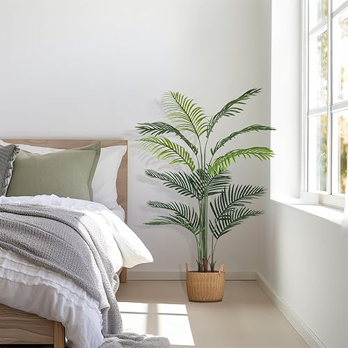 Miniatura 5 de EDIMENS Plantas artificiales de palma areca de 5.25 pies, planta de palma tropical falsa, plantas de Dypsis Lutescens falsas, árbol artificial en