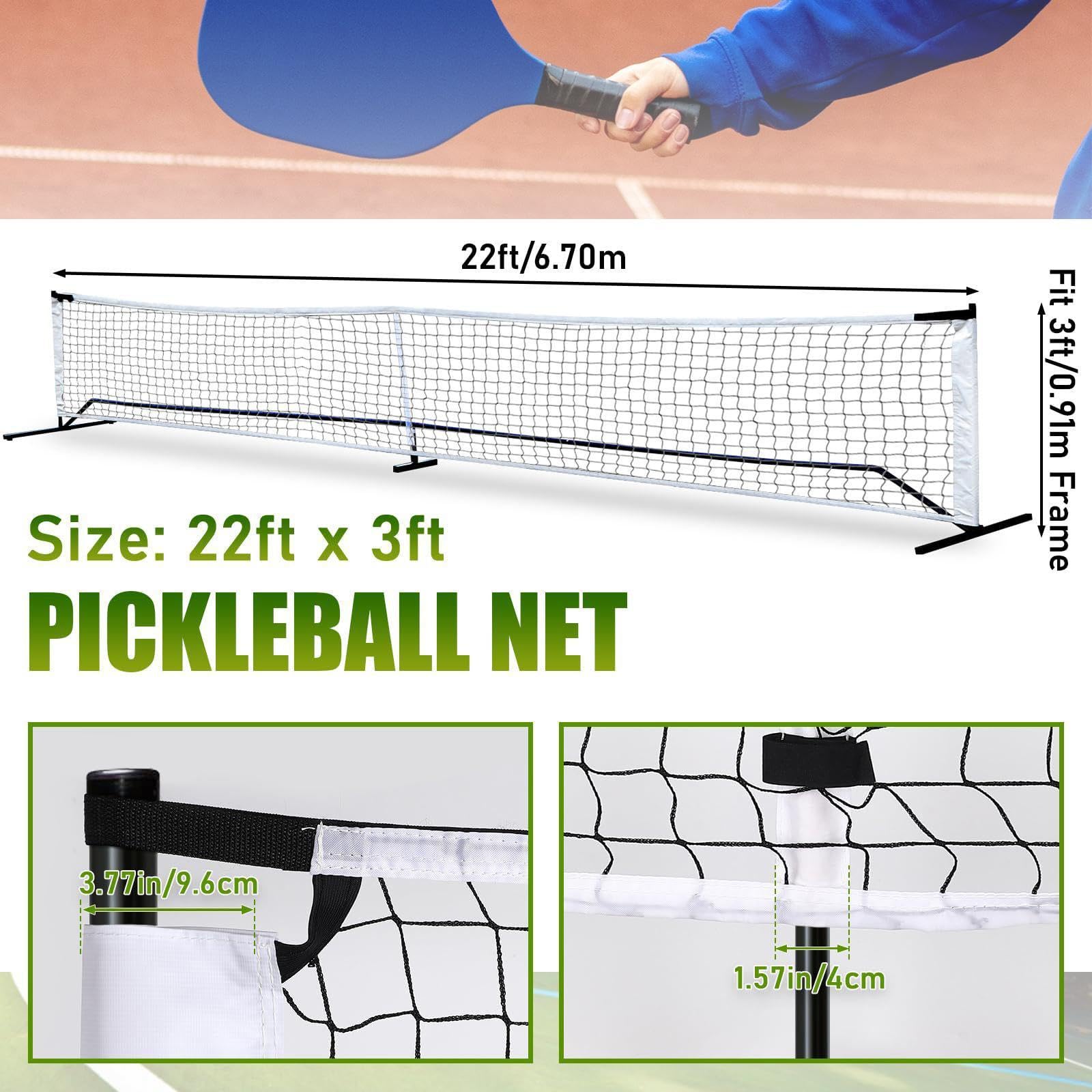 QSTDGVPW Portable Pickleball Net Regulation Size 22x3ft Convenient for Each Weather Conditions Tennis Net Lightweight for Backyard
