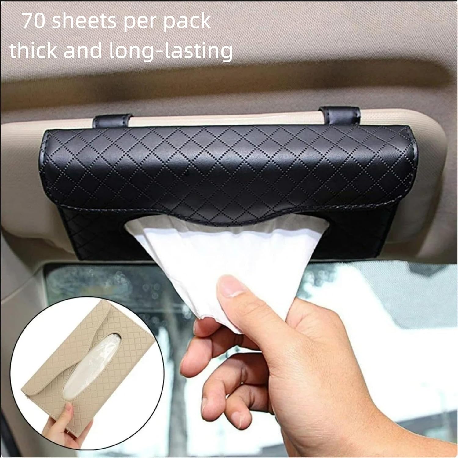 12 Packs Travel Size Tissue Pocket Slim Pack Facial 4 Ply Wallet Size Pocket Tissues for Travel.+[280 Count - 8 x 4 Inch Folded] Auto Visor Tissue Refills for Car Tissue Case, Napkin Holder Refill, image 3