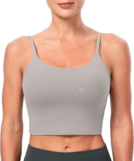 Women's Longline Sports Bras Yoga Cami Tank Top with Built in Bra