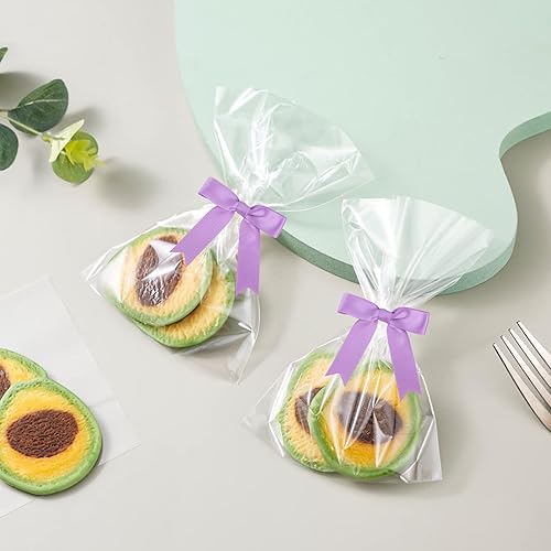 Miniatura 5 de 50 lazos de satén de 3 pulgadas, color morado uva, preatados, para bolsas de golosinas, cesta de envoltura de regalo, boda, baby shower, cumpleaños,