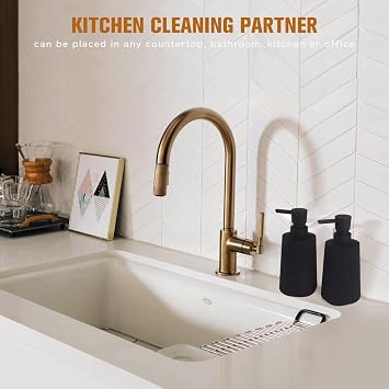Hand Soap Dispenser, Black Soap Dispenser Bathroom, Refillable Washing up Liquid Soap Dispenser Kitchen (Black 2 Pcs)