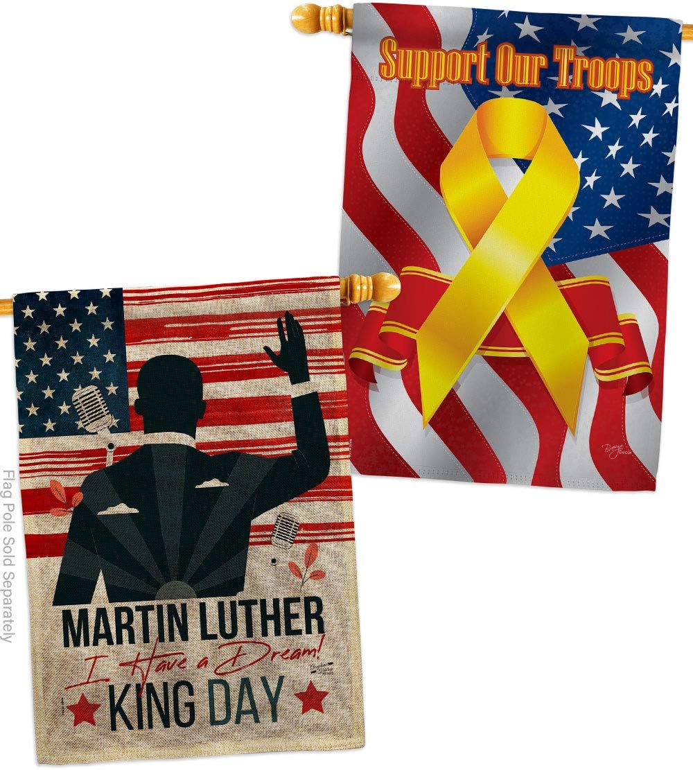 Martin Luther King Lawn Decor Burlap Support Our Troops Banner Pack Wall Art Flag Room Decorations Indoor Outdoor Tapestry Signs African American Heritage Kwanzaa Black History Month Gifts Made In USA