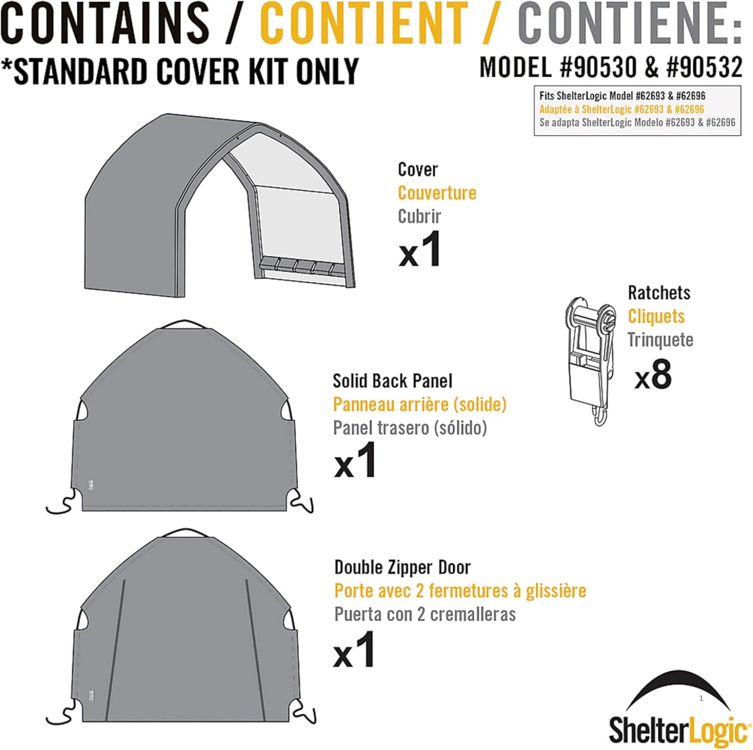 ShelterLogic Replacement Cover (Frame Not Included) 13x20x12 804560 for Model 62693 62694 62696 (21.5oz White)