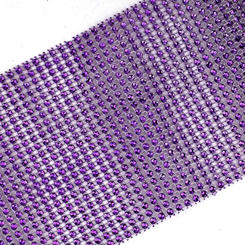 Vlovelife Mesh Ribbon 4.75" Purple Diamond Sparkle Rhinestone Ribbons Wrap Glitter Bling Diaper Cake Ribbon 24 Rows Wedding Party Diy Sewing Fabric Decor - 1Yard #TOP2