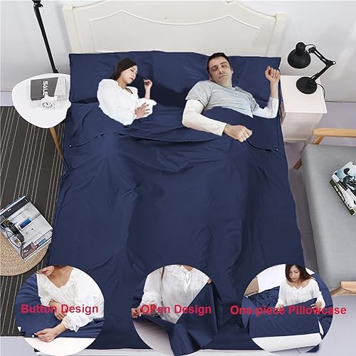 Miniatura 4 de Saco de dormir portátil para viajes, camping, sábanas ligeras y compactas para adultos, cómodos forros para viajes, hotel, camping, picnic,