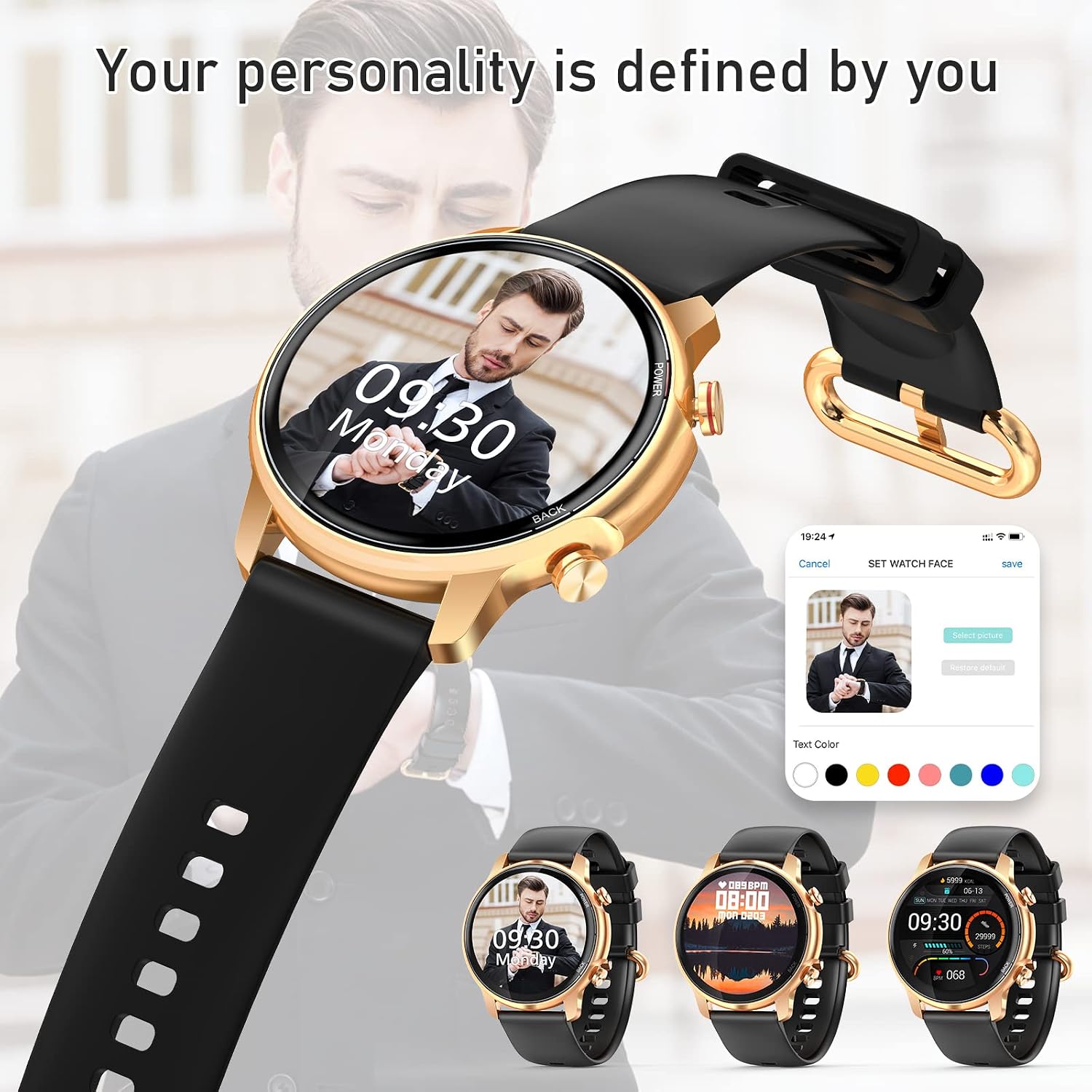 ZKCREATION Smart Watch for Men Women, Smart Watch for Android Phone 1.32" HD Touch Screen Smart Watch, IP68 Waterproof Activity Tracker Sport Fitness Watch with Heart Rate Blood Pressure Sleep Monitor