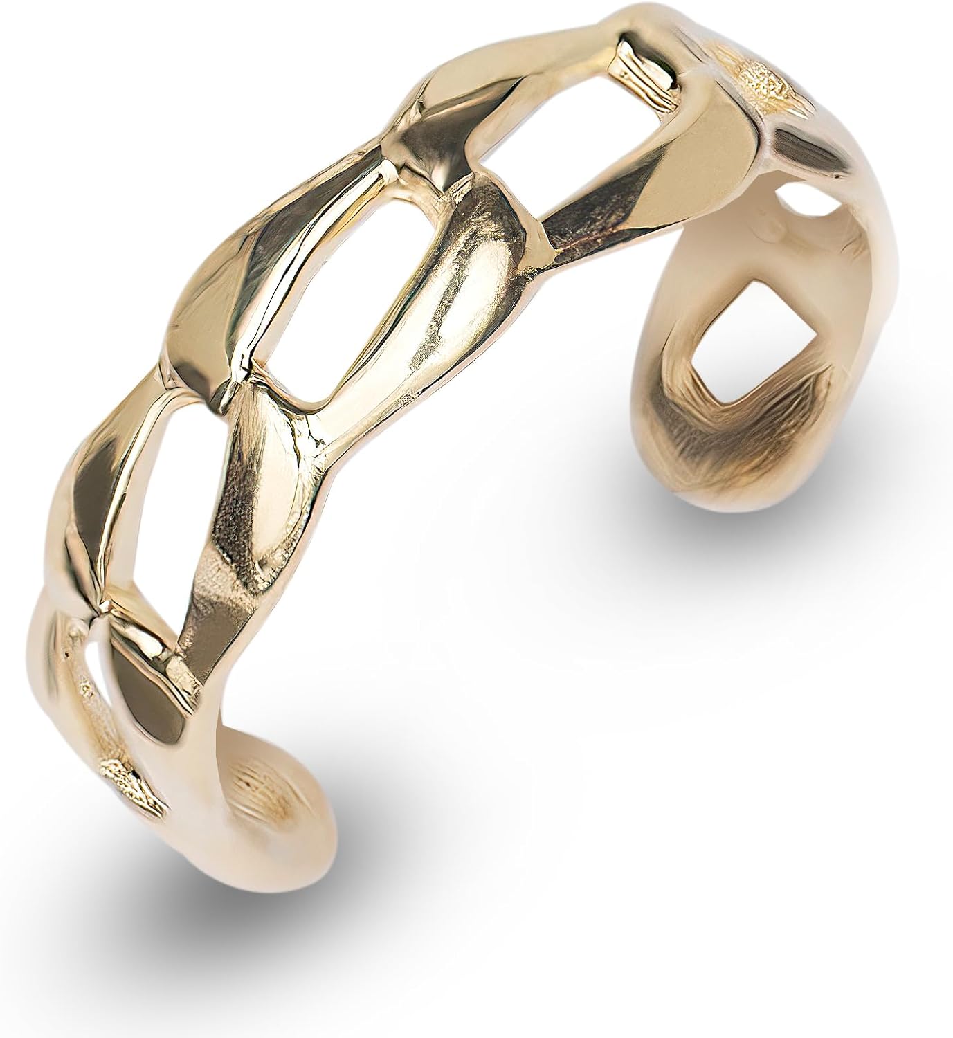 JewelryWeb - 0K Solid Yellow Gold 4mm Flat Curb Link Adjustable Toe Ring for Women – Hypoallergenic Non-Tarnish Fine Gold Toe Ring – Fits Most Sizes – Bohemian Beach Summer Jewelry