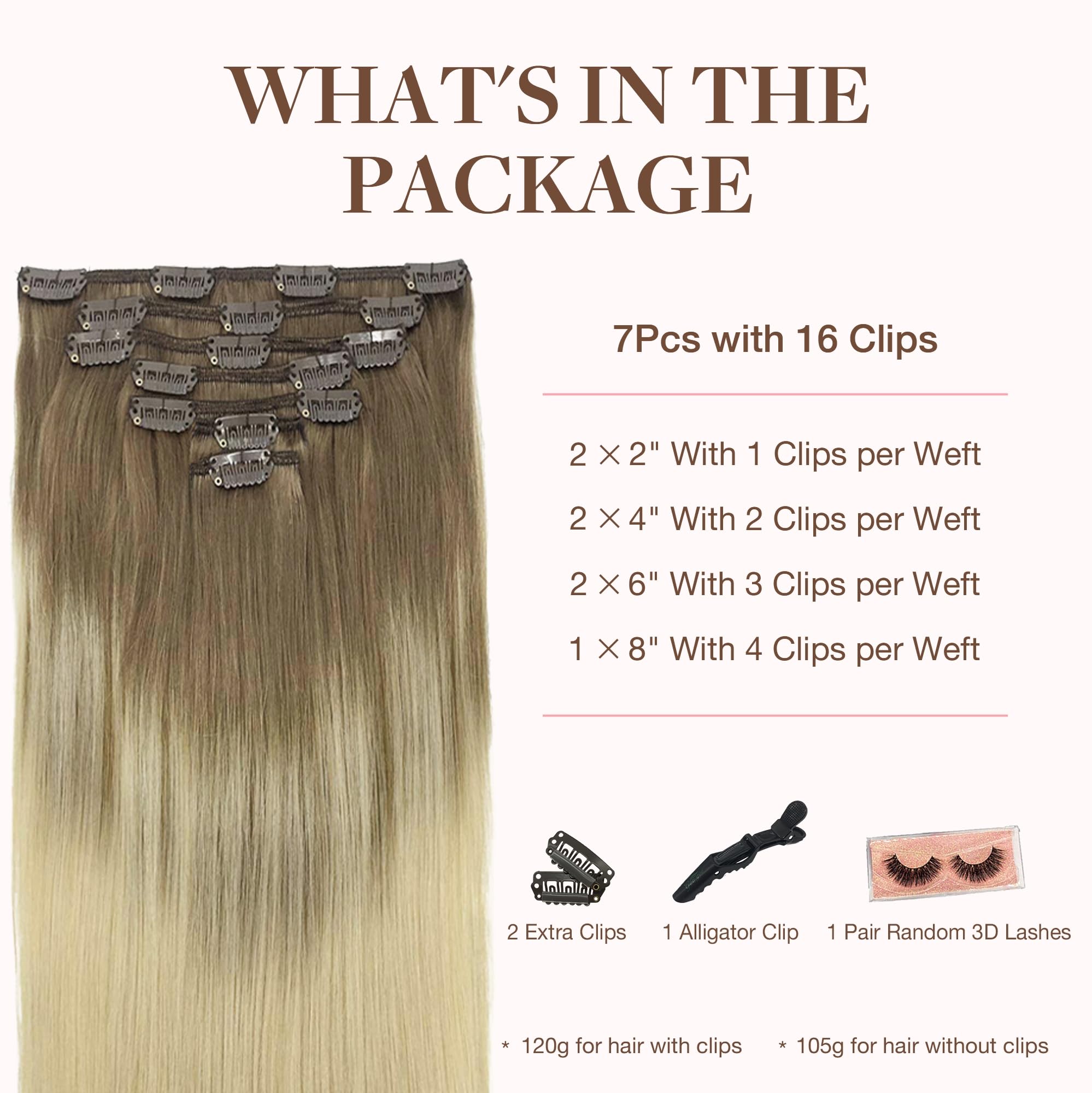 GOO GOO Clip in Hair Extensions Human Hair, 18inch 150g 9Pcs, #2 Dark Brown, Hair extensions for women, Human Hair Extensions Clip in — view 276
