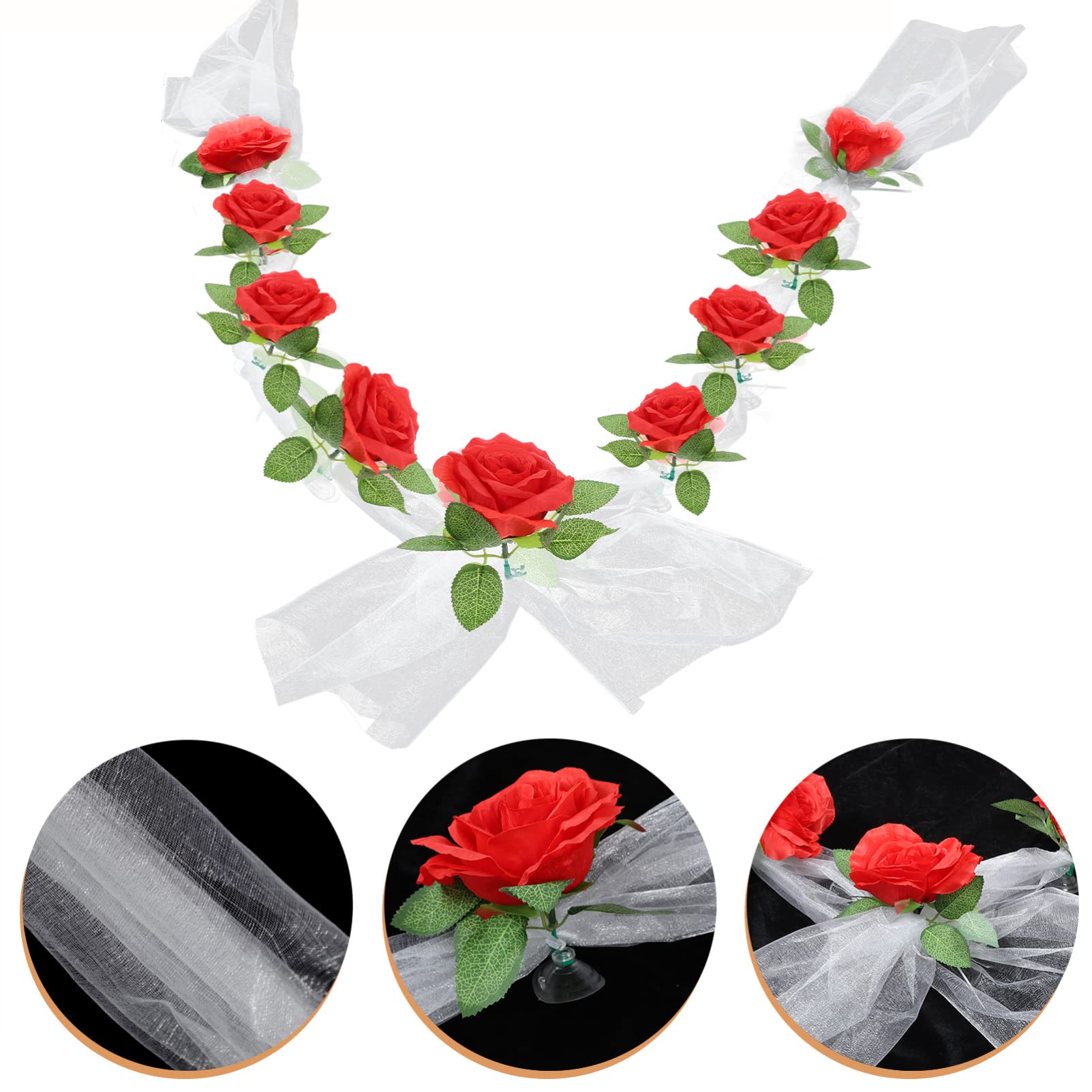 PRETYZOOM 5 Sätze Hochzeit Autogürtel einlagige Taillenkette künstliche Rattandekoration Rave Tür hochzeitsdeko Wedding Decoration Hochzeitsauto- Hochzeitsautodekorationen Schleife rot