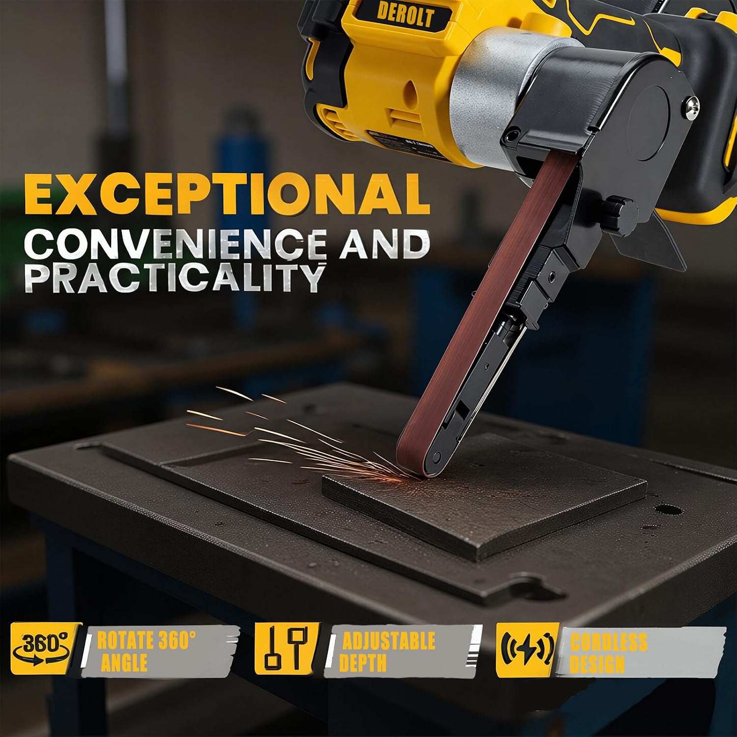 Cordless Belt Sander Compatible with Dewalt 20V Max Battery (No Battery)