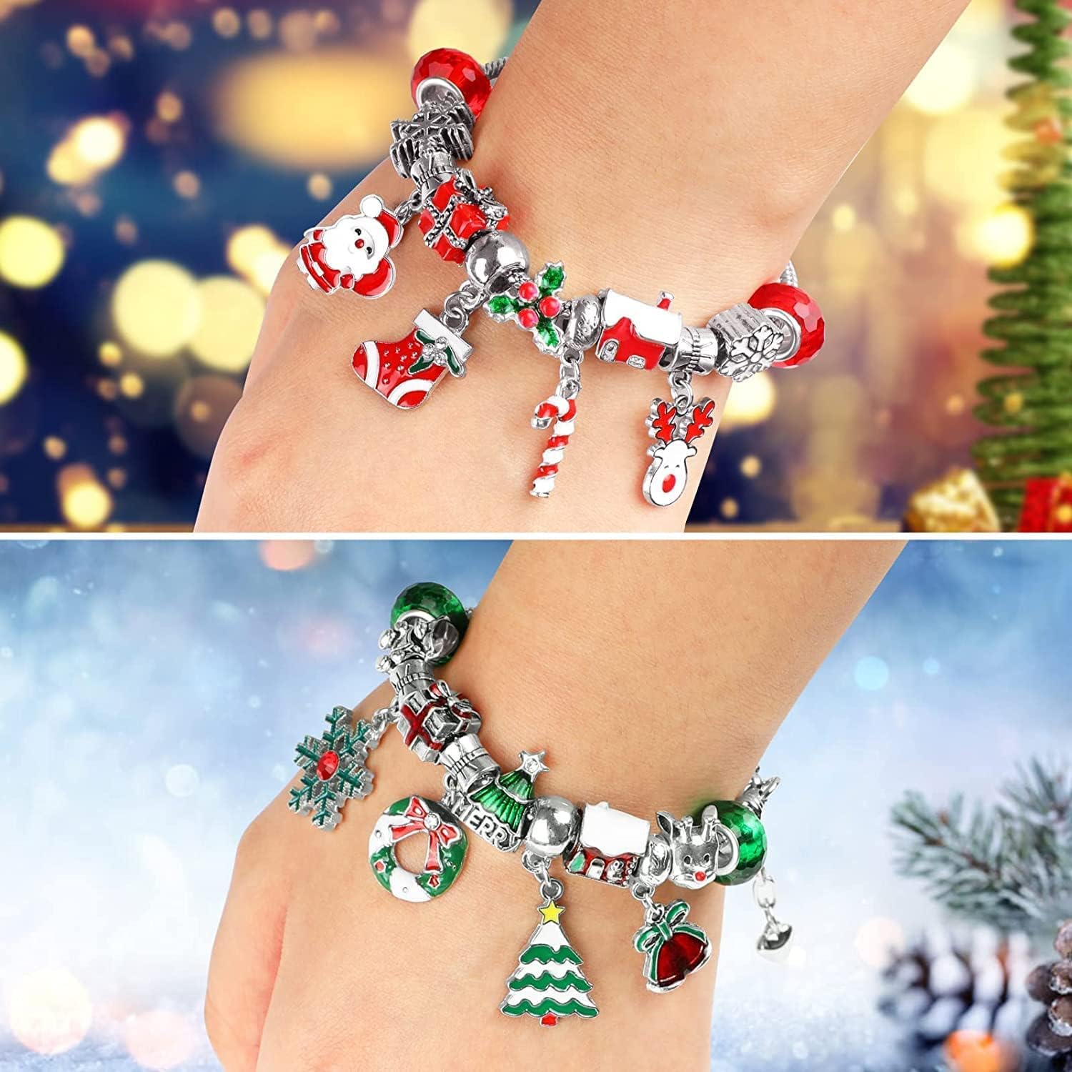 WEVOL Calendario Avvento 2024 Bambina, Calendario dell'avvento Gioielli Natale Ragazze Kinder, Calendario Avvento Braccialetti con Ciondoli Regalo di Natale Bambini Ragazze 5 6 7 8 9 10 11 12 13 Anni